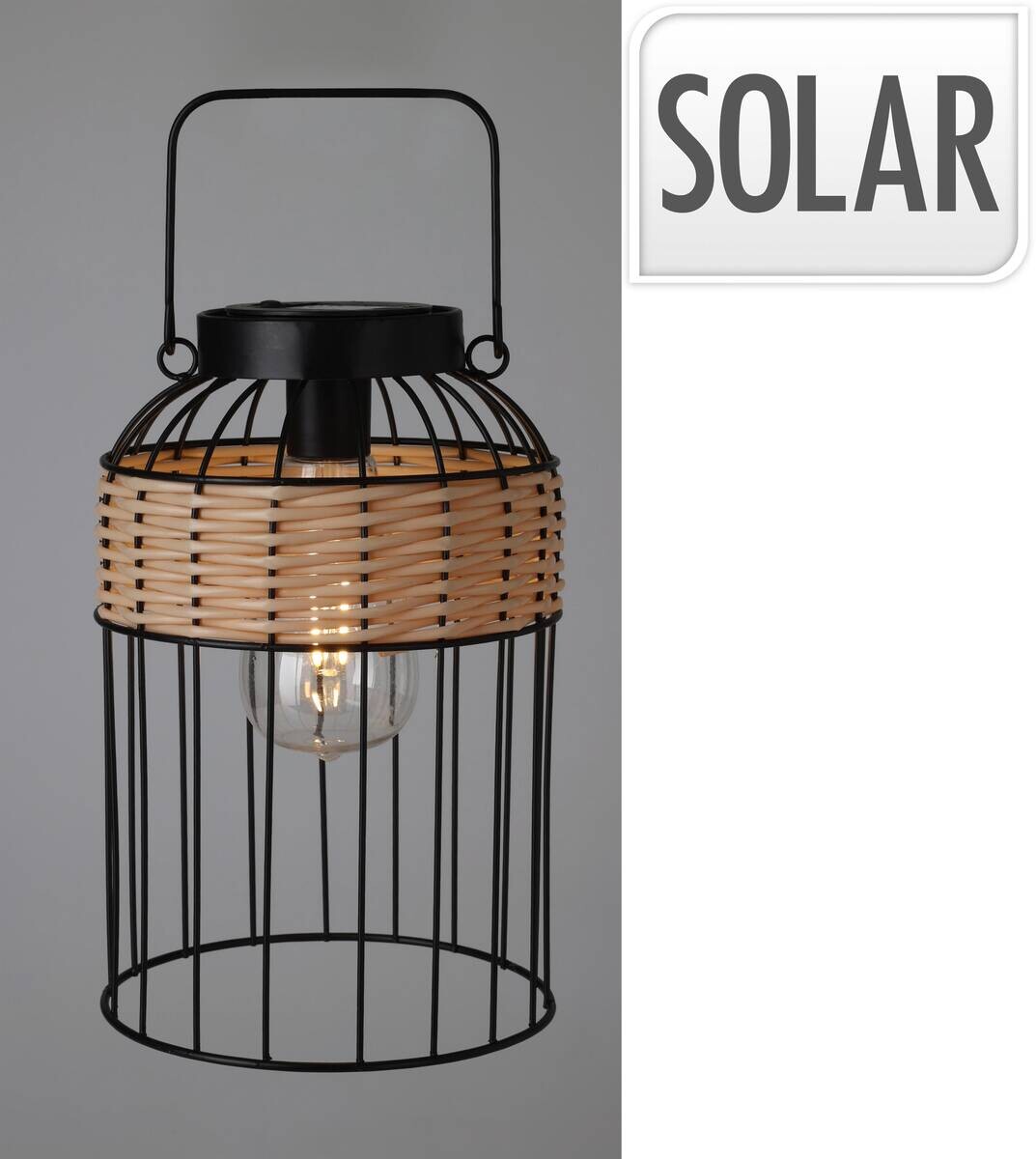 Solarlaterne schwarz Metall B/H/L: ca. 16x16x25 cm