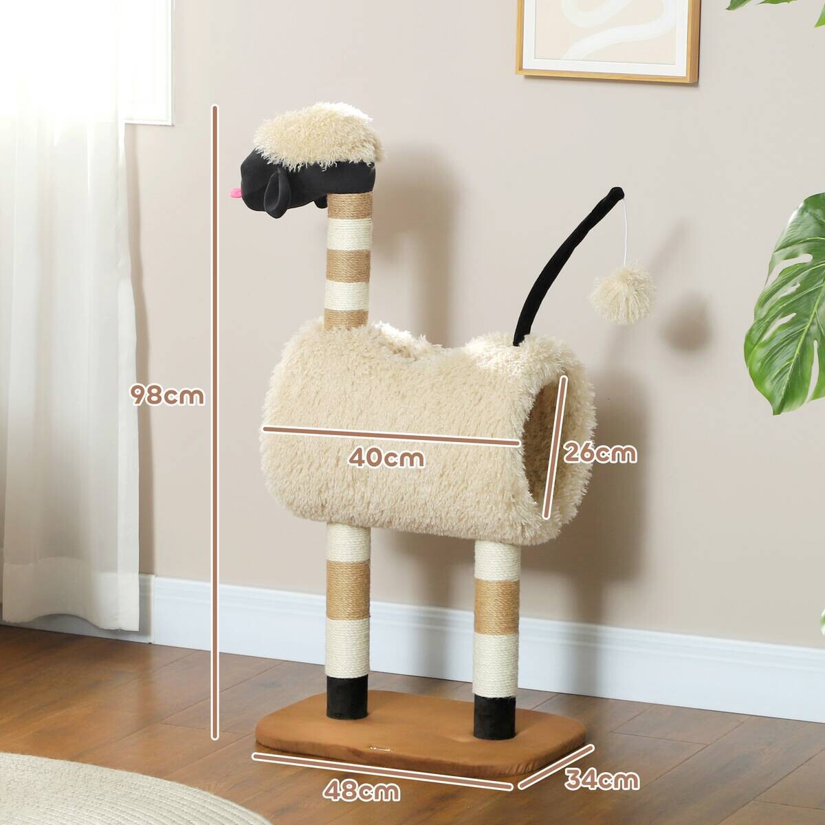 PawHut Kratzbaum braun Polyester B/H/L: ca. 34x98x48 cm
