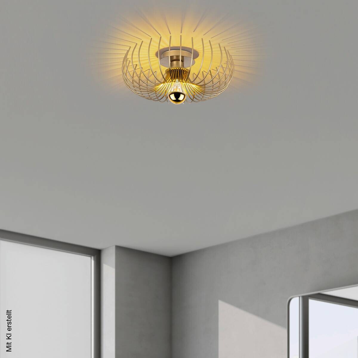 Opviq Pendelleuchte Karsortel gold B/H/T/L/D: ca. 36x12x36x36x36 cm E27 1 Brennstellen