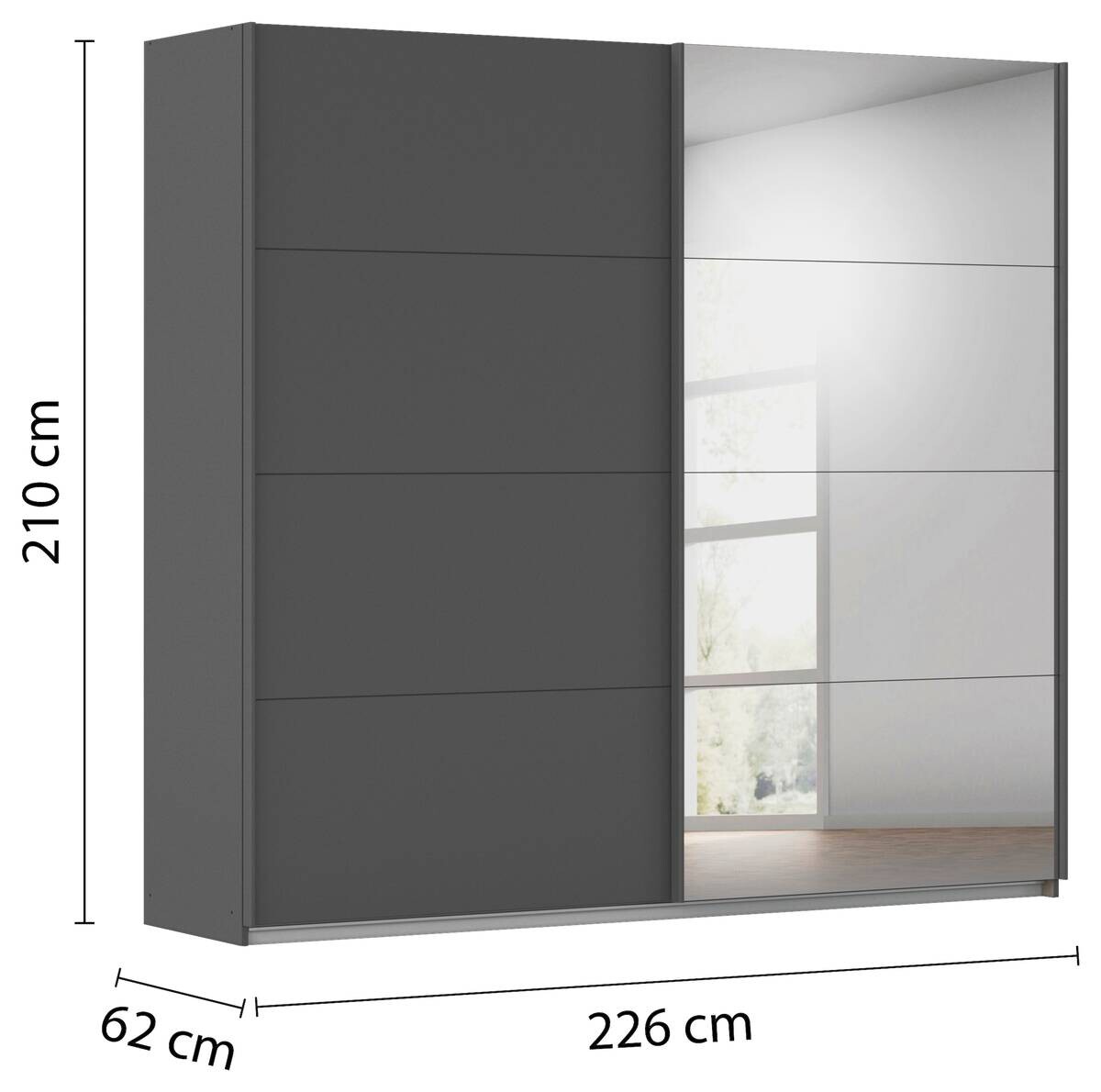 Schwebetürenschrank Quadra grau B/H/T: ca. 225x210x62 cm