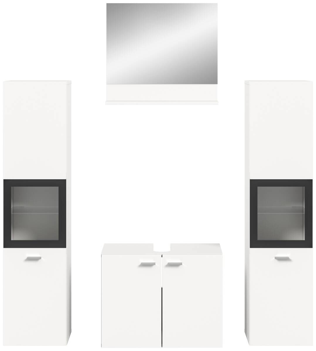 Badezimmer-Set BOSTON weiß schwarz B/H/T: ca. 137x186x33 cm