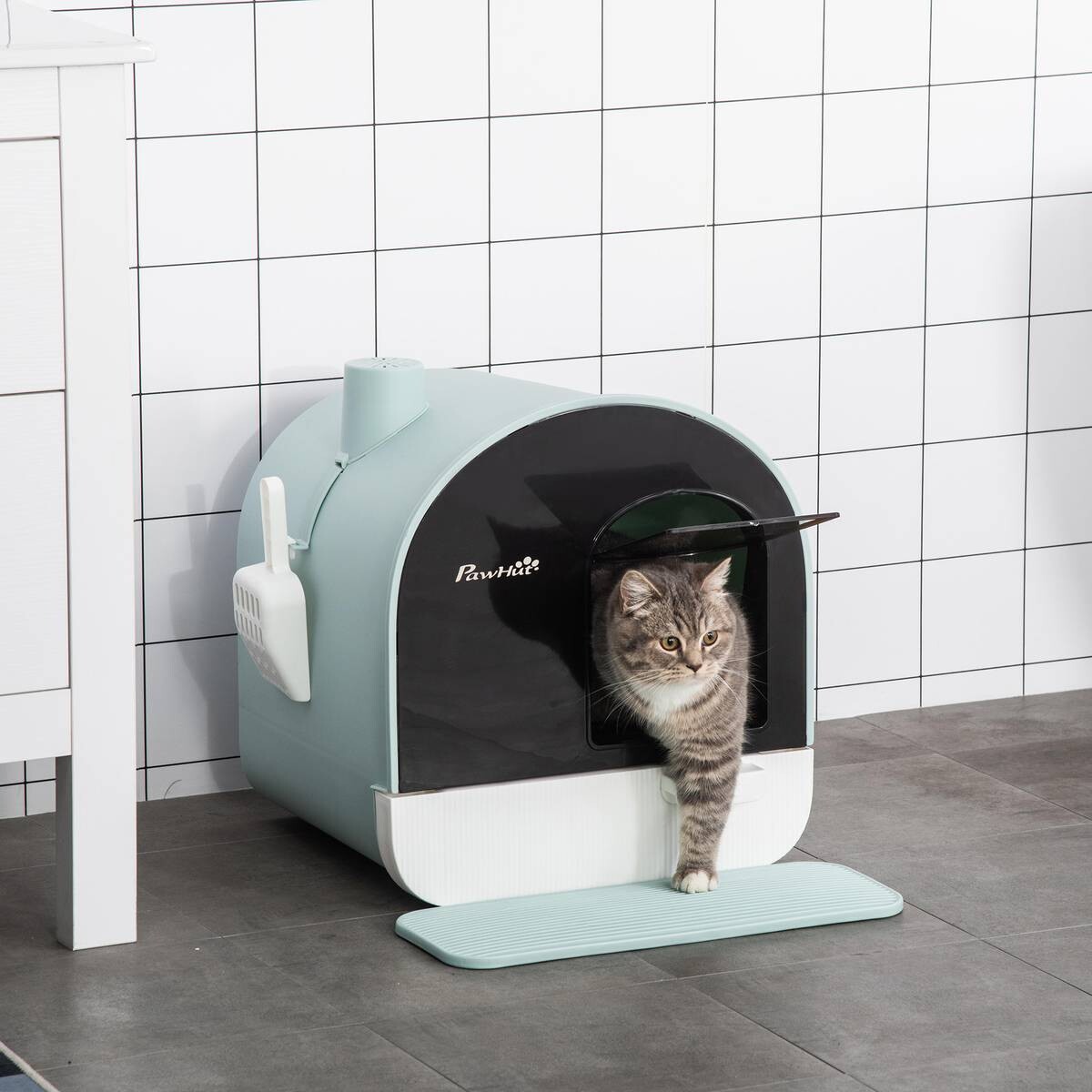PawHut Katzentoilette grün Kunststoff B/H/L: ca. 44x47x43 cm