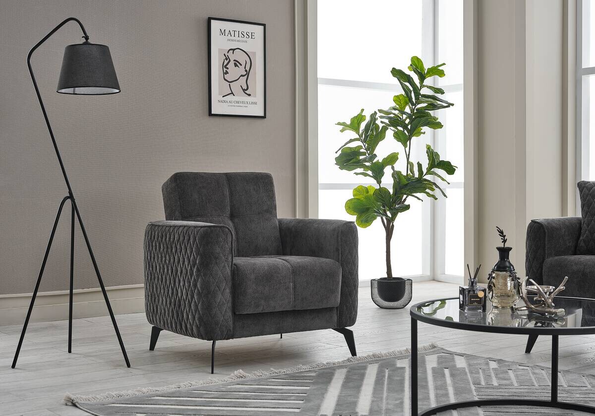 Sofa 3-2-1 Lendor grau Webstoff