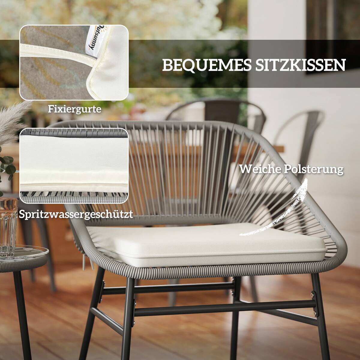 Outsunny Balkonmöbel-Set dunkelgrau Polyethylen B/H/L: ca. 63x76x65 cm
