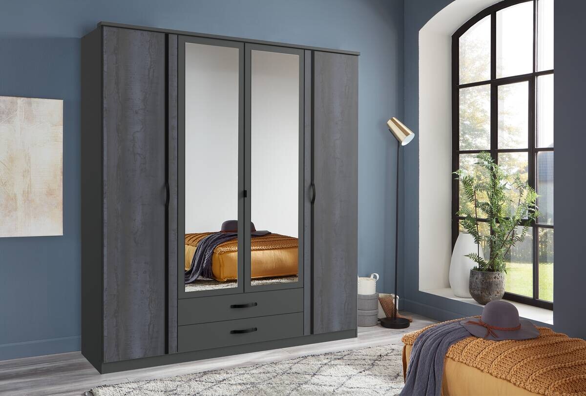 Kleiderschrank Duo2 Digi-Steel Optik Graphit B/H/T: ca. 179x199x58 cm