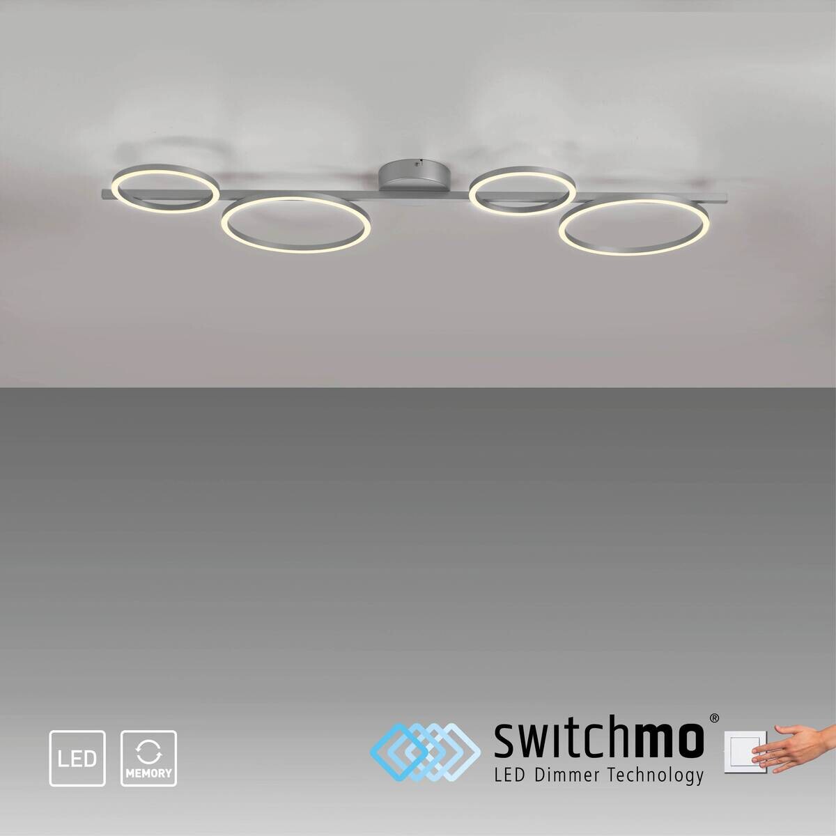 Just Light LED Deckenleuchte Mini-Ritus silber Metall H/L: ca. 7x120 cm 1 Brennstellen