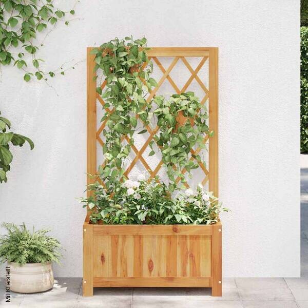 Garten-Hochbeet mit Spalier braun Akazie B/H/L: ca. 28x100x55 cm