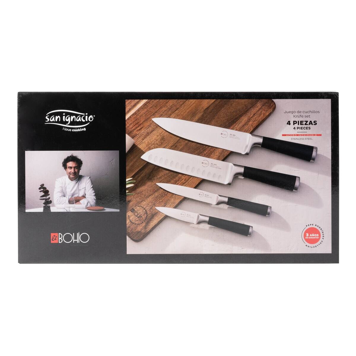SAN IGNACIO Messerset EL BOHIO schwarz Edelstahl 4 tlg.