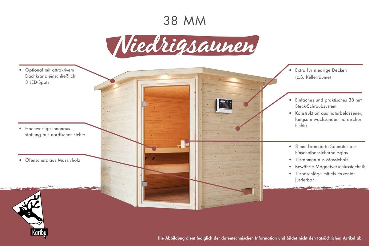 Karibu Sauna Seppel Eck natur B/H/T: ca. 196x187x196 cm
