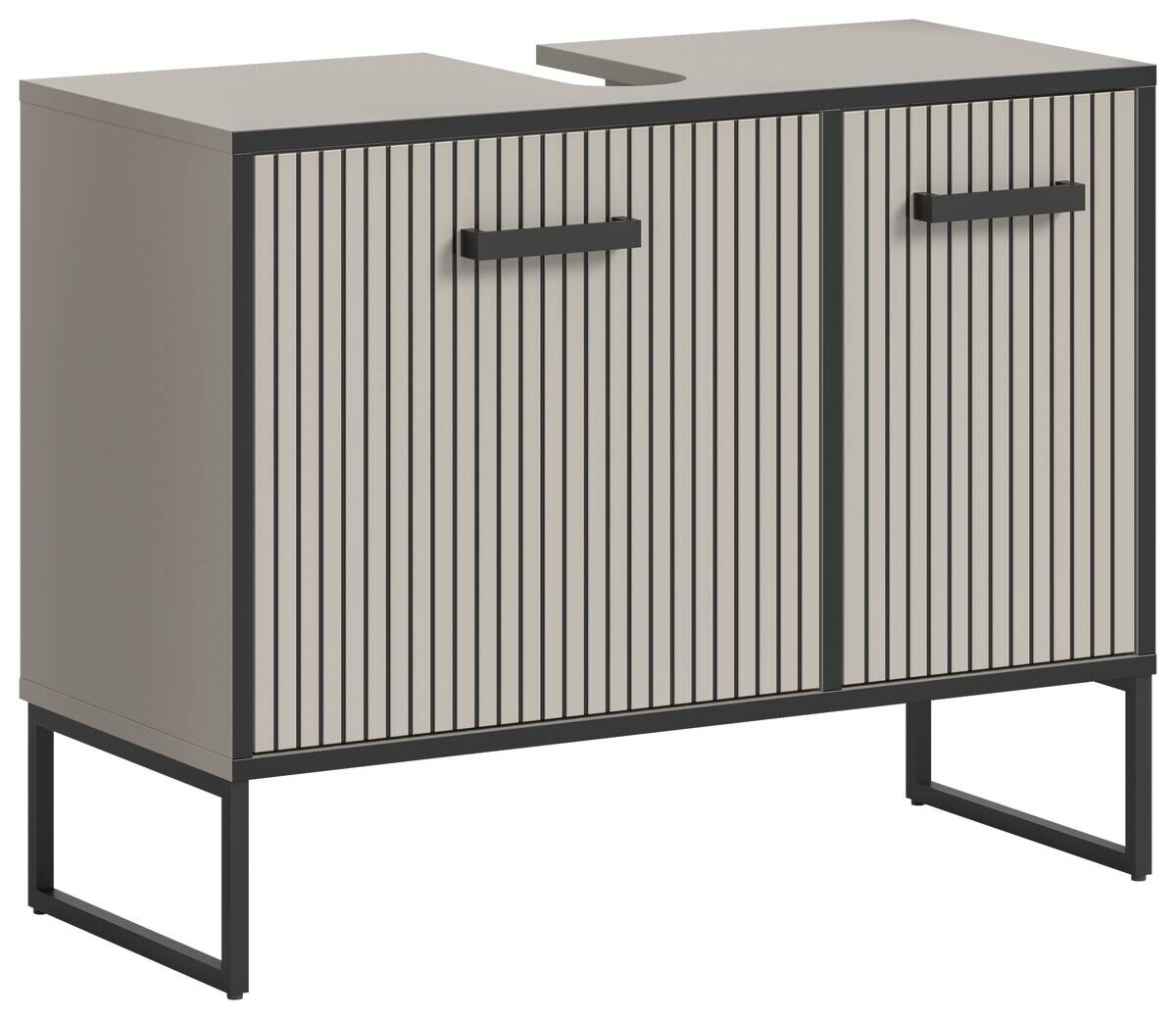 Waschbeckenunterschrank BAGNO schwarz Kaschmirgrau Nachbildung B/H/T: ca. 80x63x36 cm