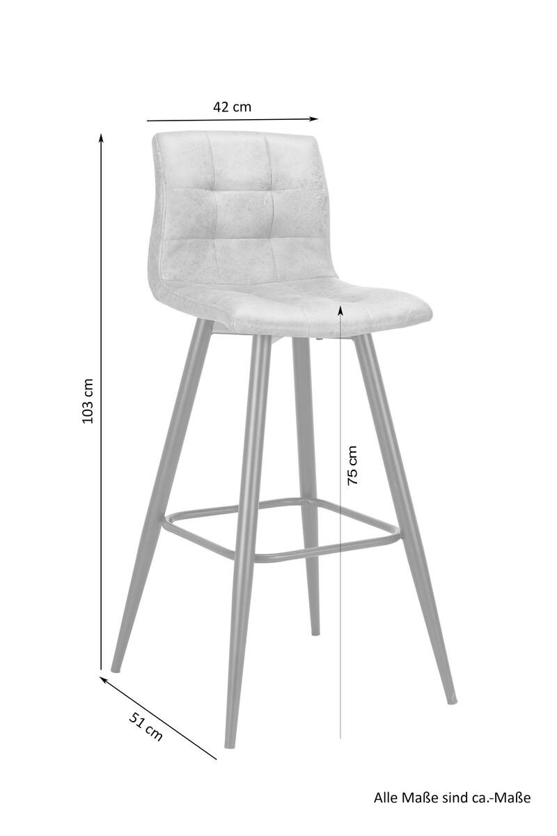 Barhocker SIMONE 2er-Set anthrazit Webstoff B/H/T: ca. 42x103x51 cm