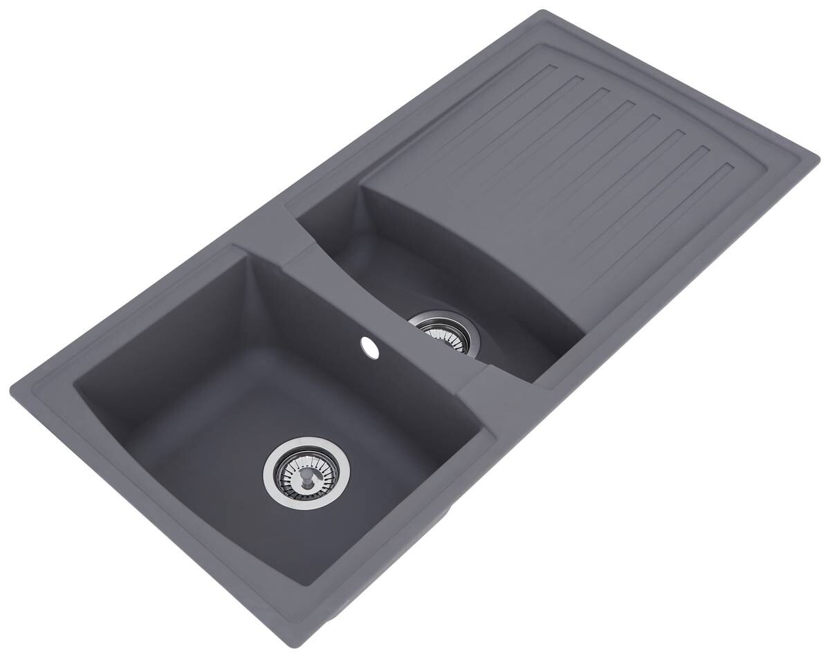 Respekta Einbauspüle Boston 100 x 50 G Beton grau Mineralite B/H/T: ca. 100x20x50 cm