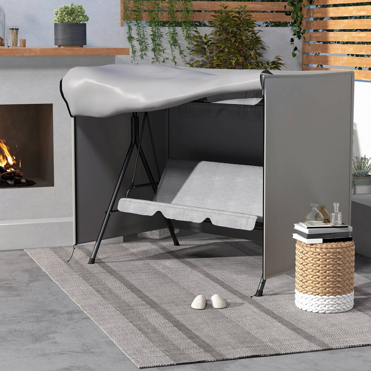Outsunny Abdeckplane grau Polyester B/H/L: ca. 124x205x164 cm