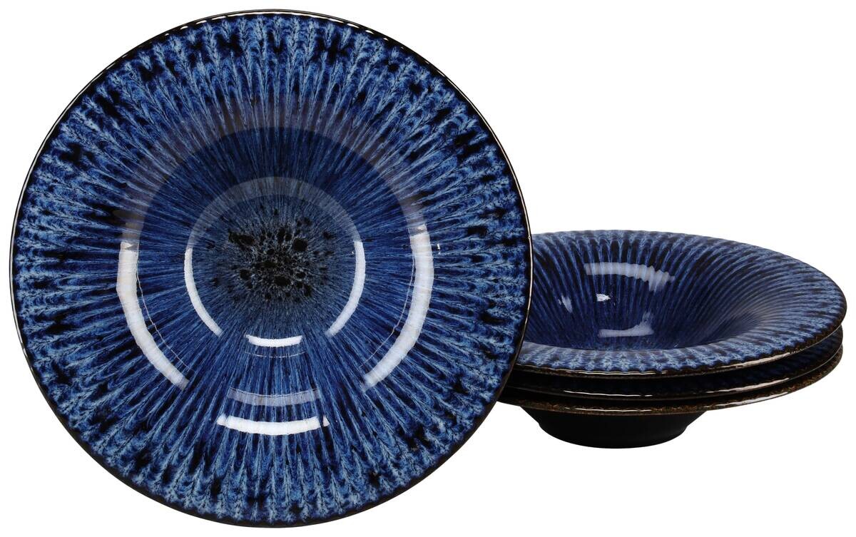 Teller blau Steinzeug D: ca. 30,5 cm