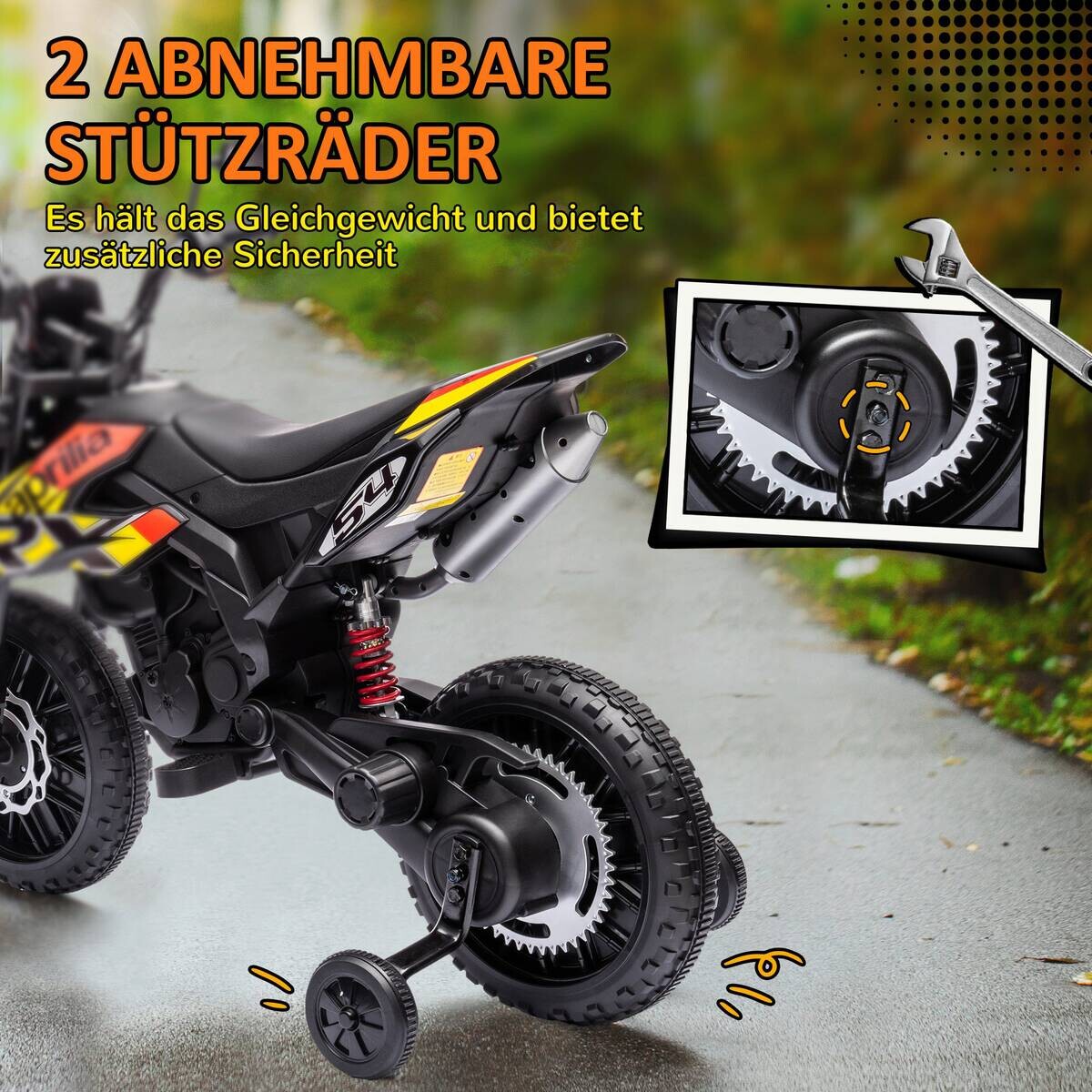 AIYAPLAY Kindermotorrad gelb B/H/L: ca. 56x80x106,5 cm