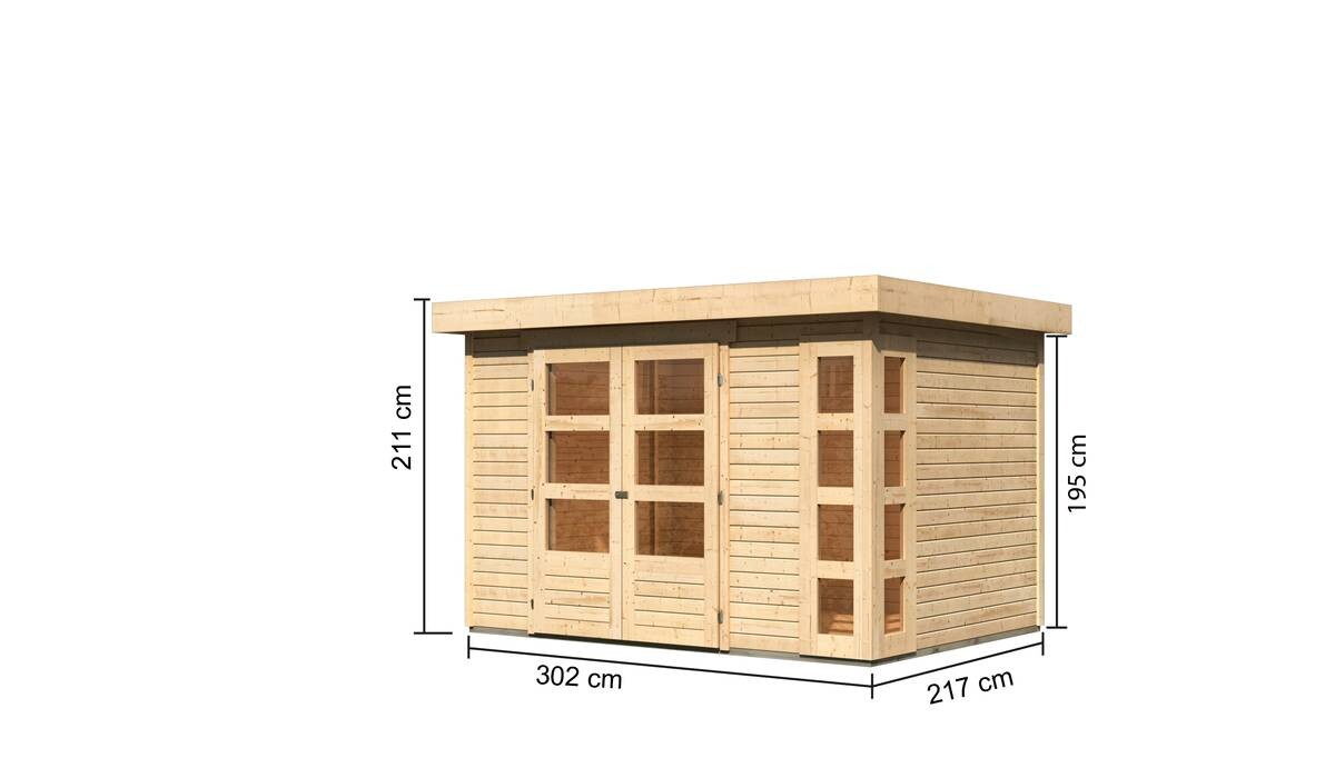 Karibu Gartenhaus Felipo 2 natur B/H/T: ca. 302x217x211 cm
