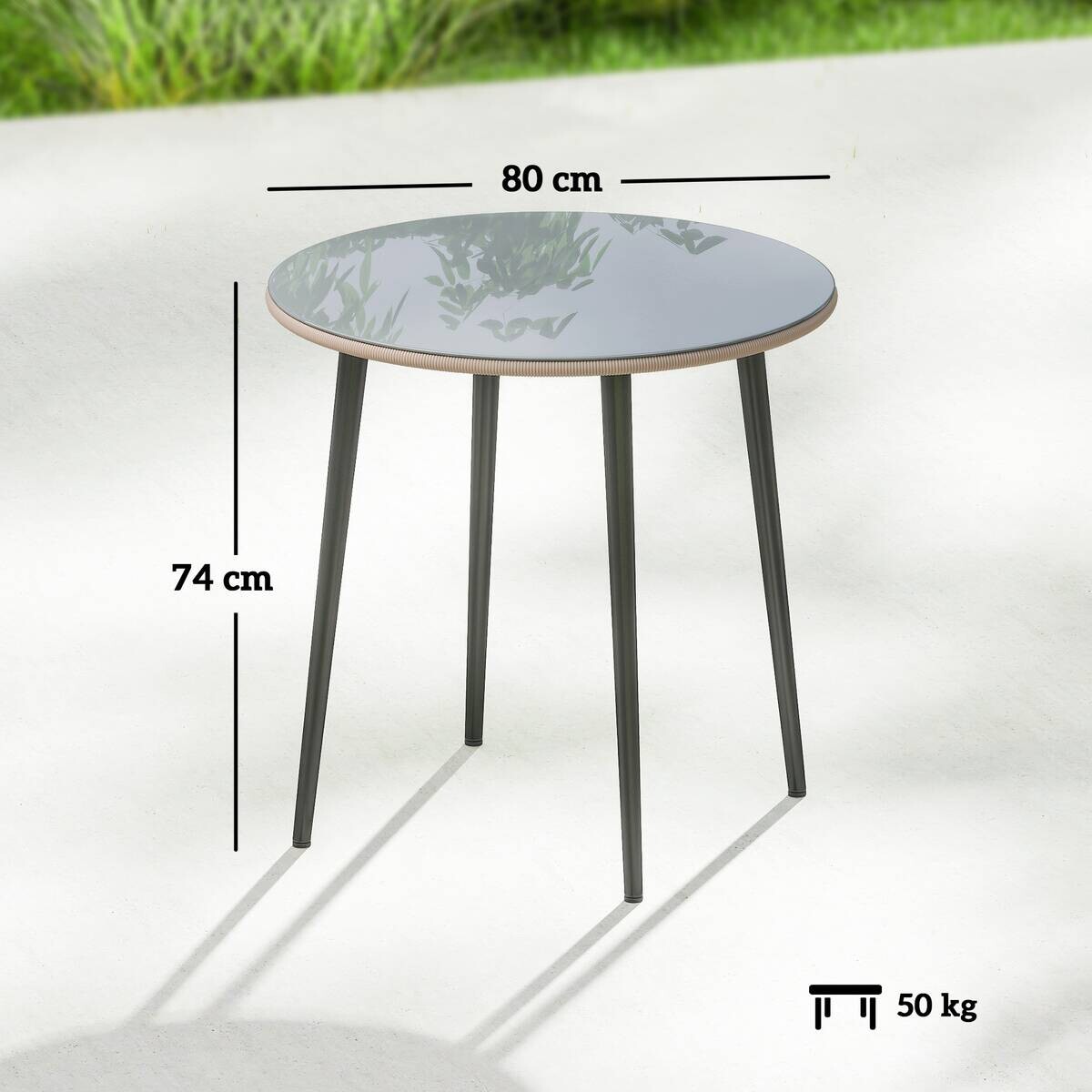 Outsunny Balkontisch grau Glas B/H/L: ca. 80x74x80 cm