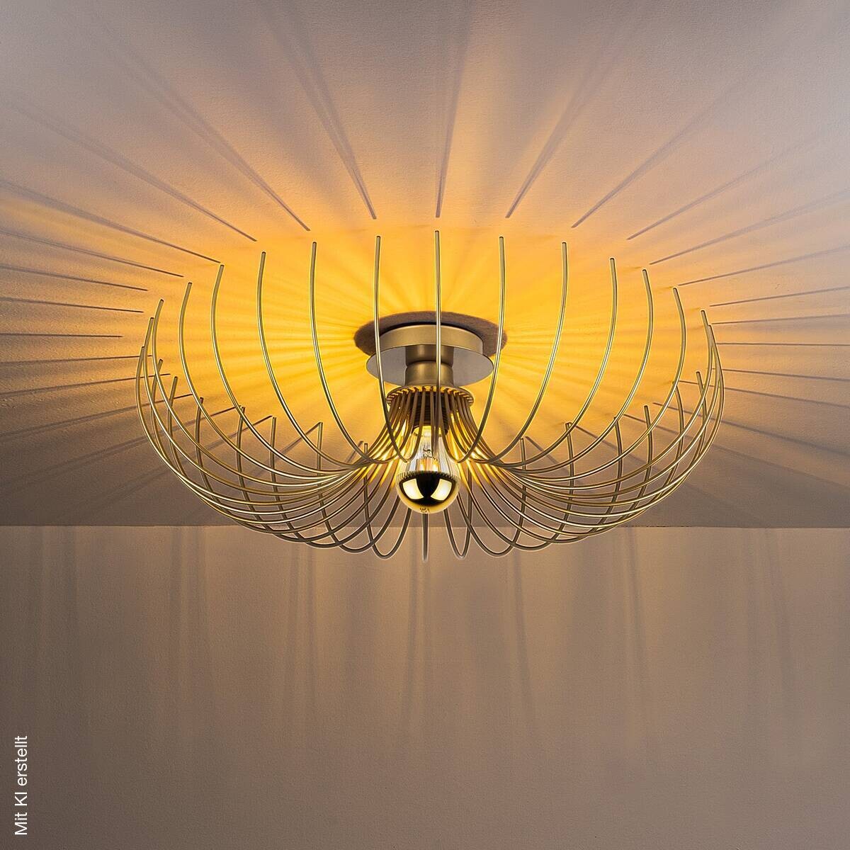 Opviq Pendelleuchte Karsortel gold B/H/T/L/D: ca. 56x16x56x56x56 cm E27 1 Brennstellen