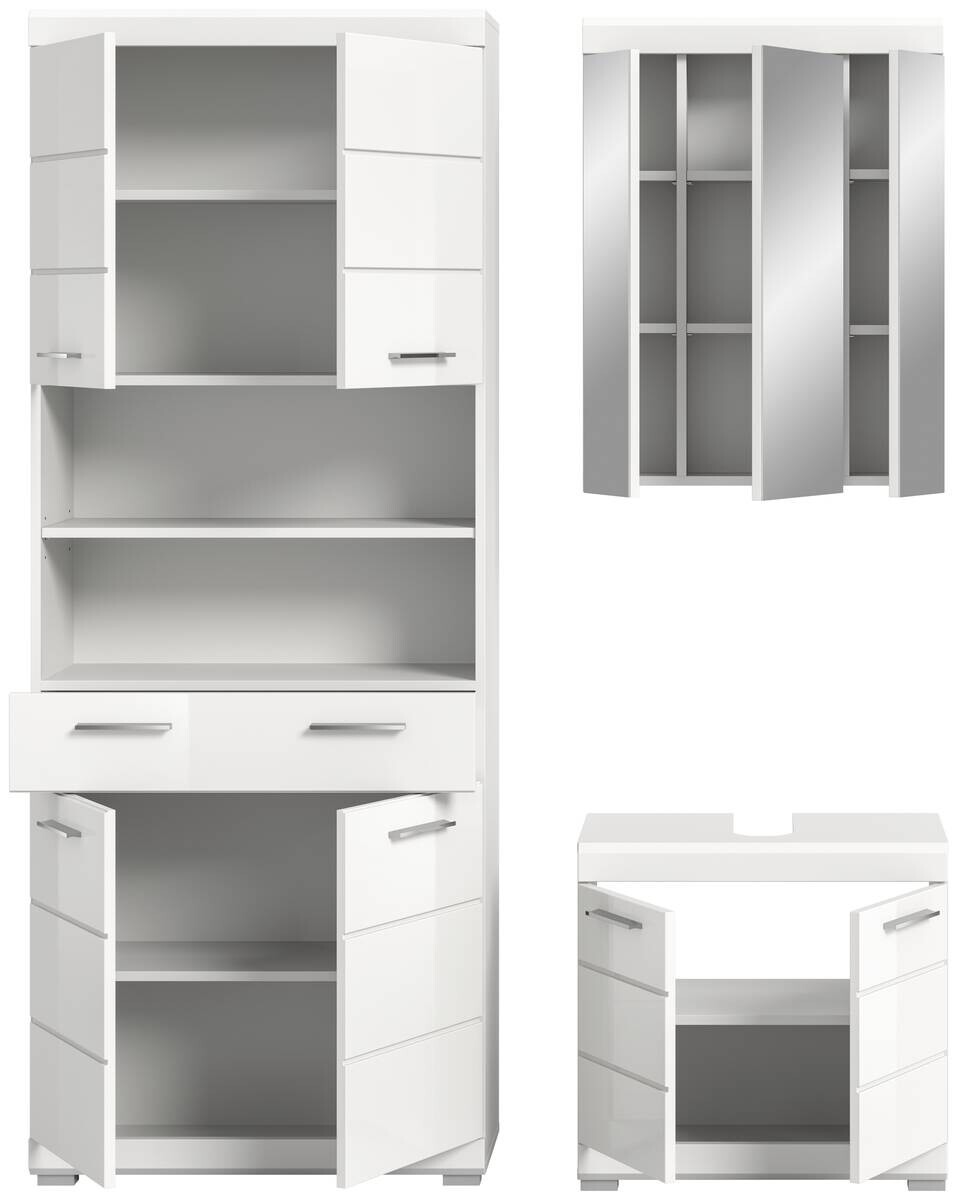 Badezimmer-Set Scout weiß weiß Hochglanz B/H/T: ca. 149x34x191 cm
