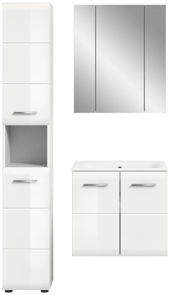 Badezimmer-Set Ice weiß weiß Hochglanz B/H/T: ca. 105x185x46 cm
