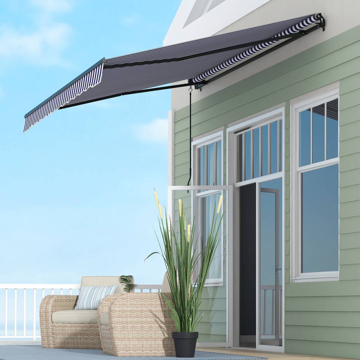 Outsunny Markise blau B/H: ca. 290x350 cm