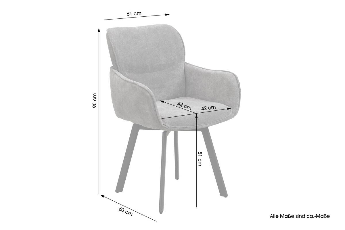 Stuhl RICO, 2er-Set schwarz grau Metall Stoff B/H/T: ca. 61x90x63 cm