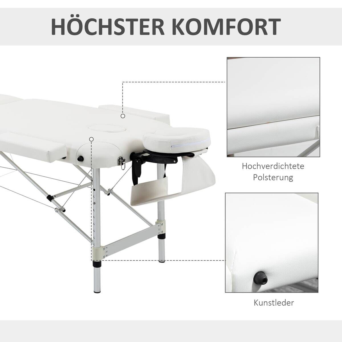 HOMCOM Massageliege weiß PVC B/H/L: ca. 60x215x84 cm
