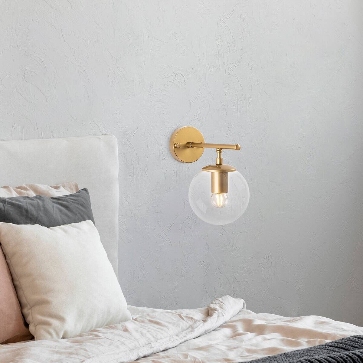 Opviq Wandleuchte Roe gold Metall Glas B/H/T/L/D: ca. 24x24x24x15x15 cm E14 1 Brennstellen