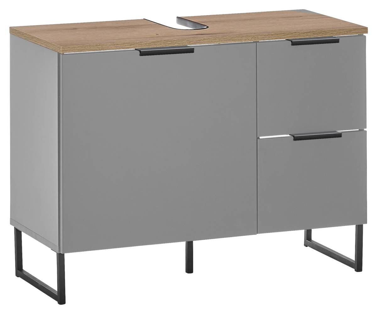 Waschbeckenunterschrank Denver grau matt Eiche Evoke Coast Nachbildung B/H/T: ca. 80x60x35 cm