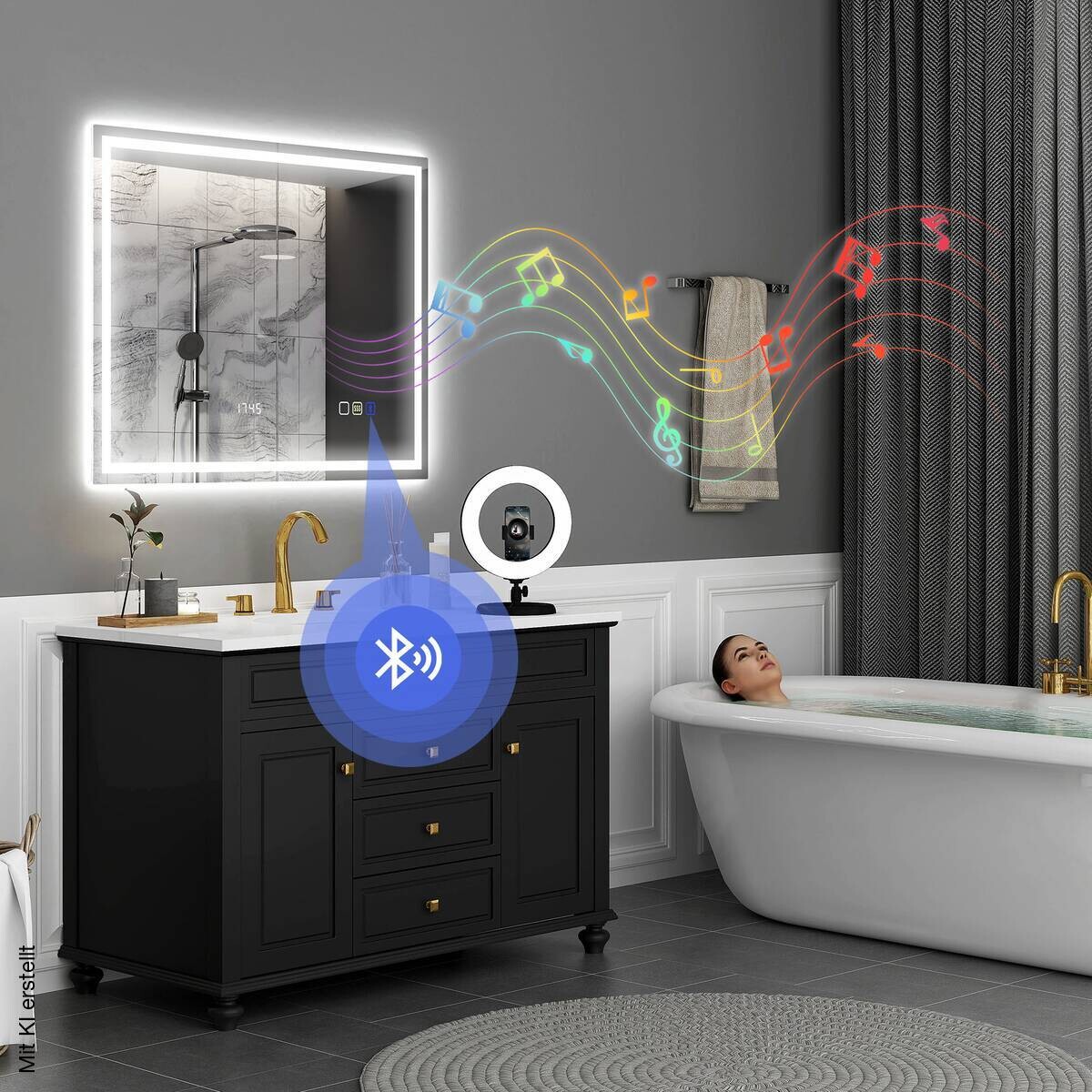 HOMCOM LED-Bad-Spiegel silber B/H/L: ca. 80x3,5x100 cm