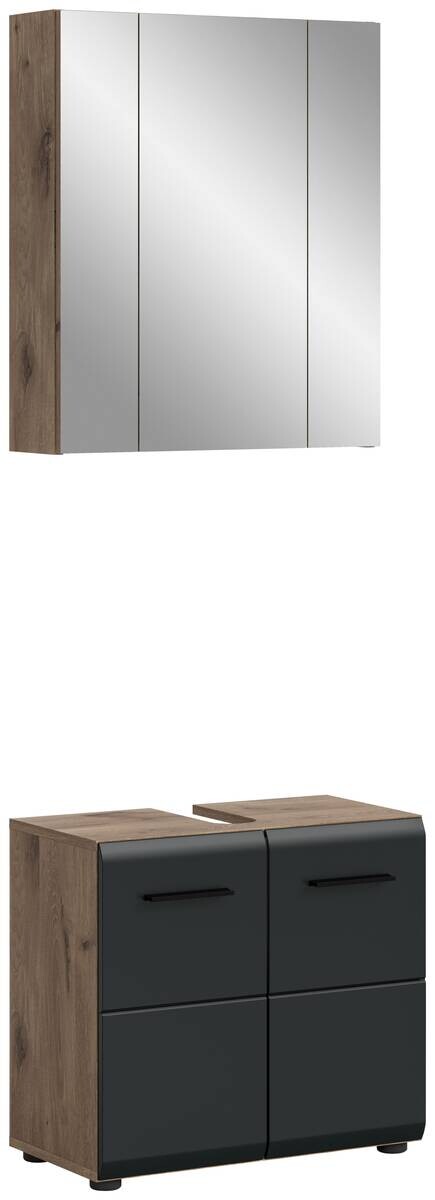 Badezimmer-Set Ice Nox Oak Nachbildung schwarz matt B/H/T: ca. 60x185x30 cm