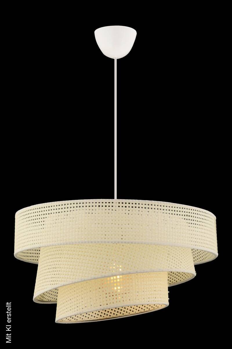 Opviq Pendelleuchte Couper weiß Metall Baumwolle B/H/L: ca. 40x72x40 cm E27 1 Brennstellen