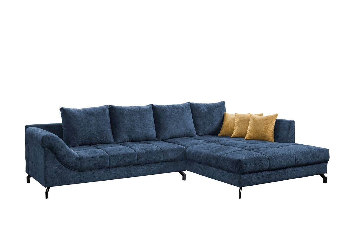 Ecksofa navy Microfaser B/H/T: ca. 306x92x203 cm