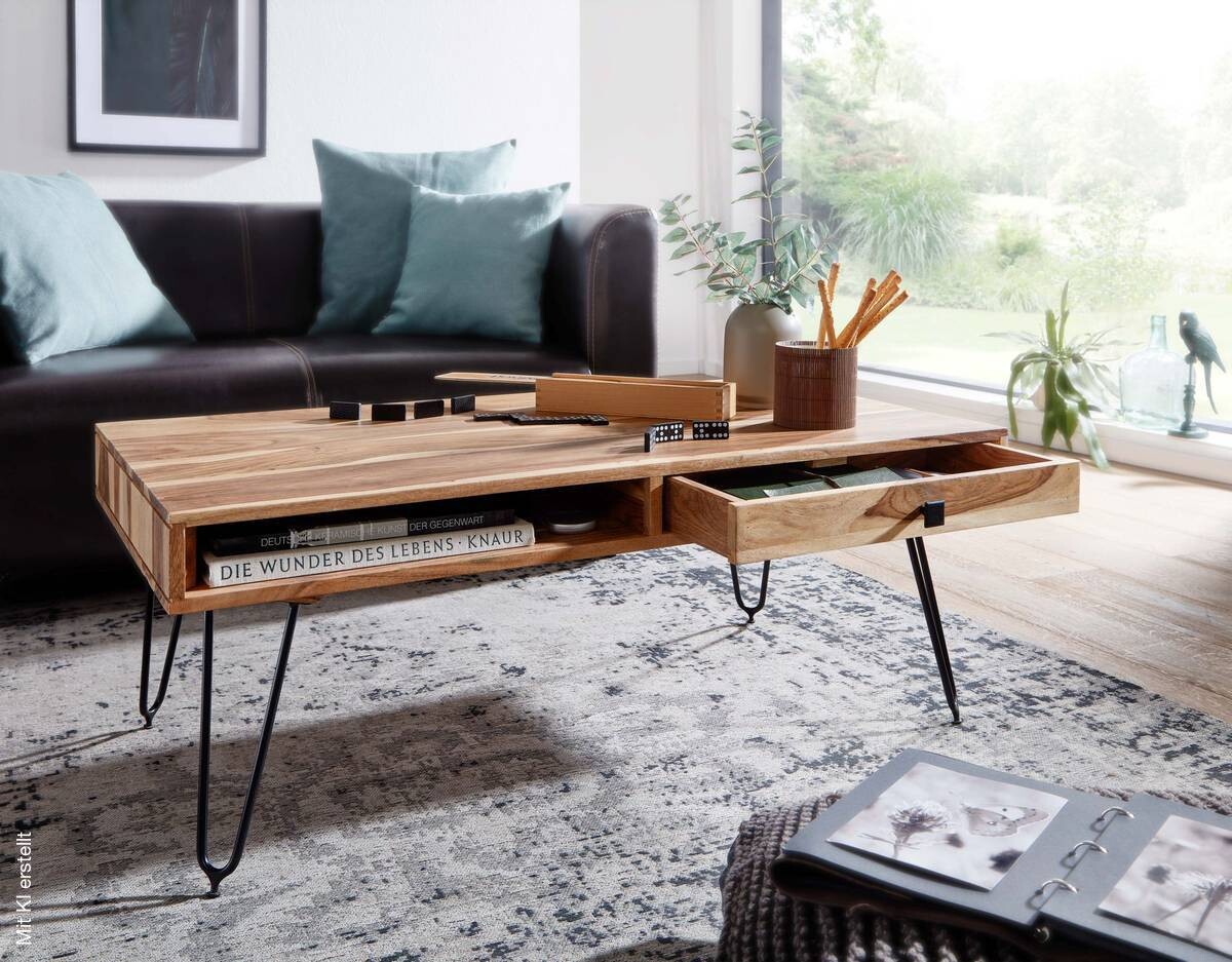 Couchtisch natur schwarz B/H/T: ca. 110x40x60 cm