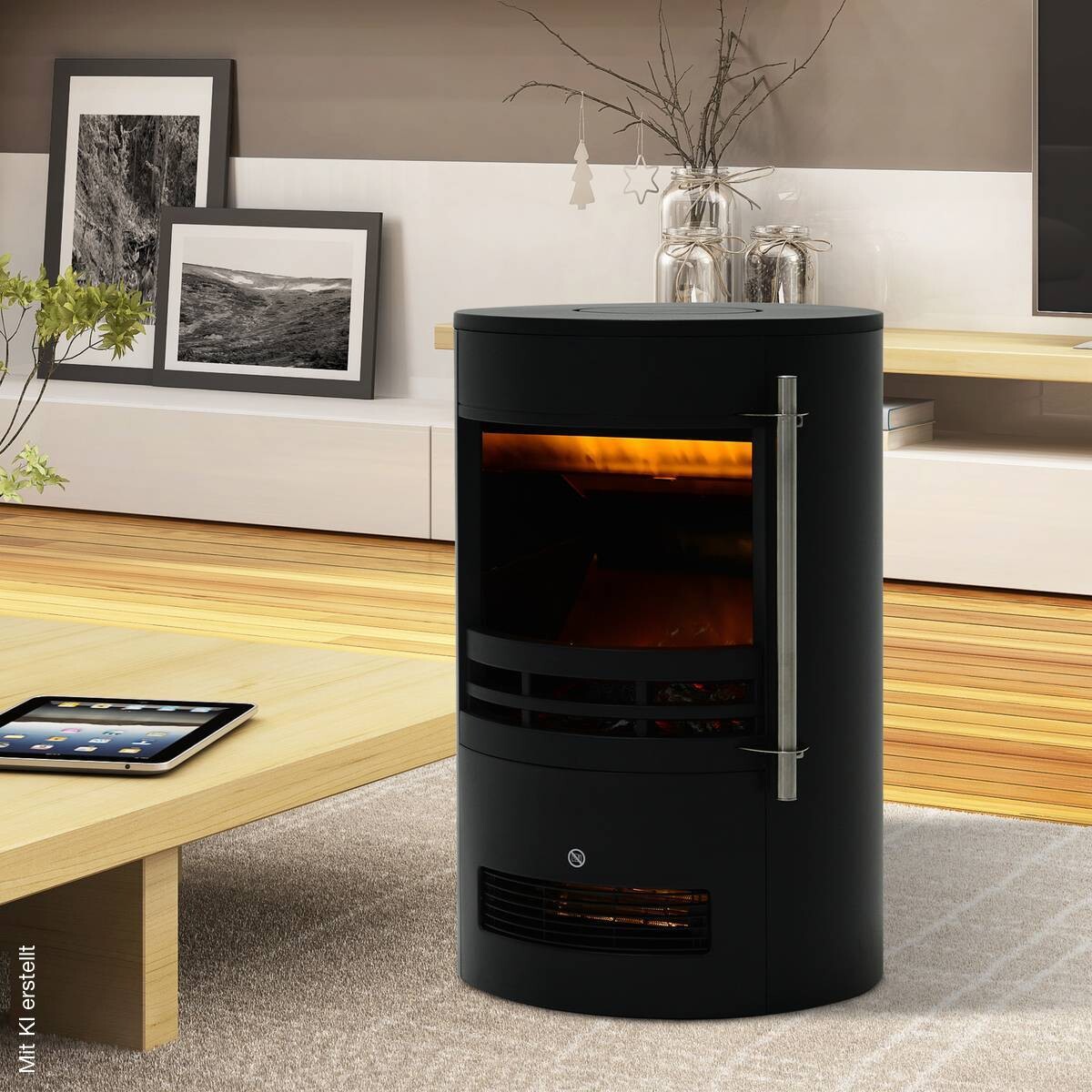 HOMCOM Elektrischer-Kamin 820-087 schwarz Eisen Kunststoff Glas B/H/T: ca. 41x64,5x41 cm ca. 1800 W