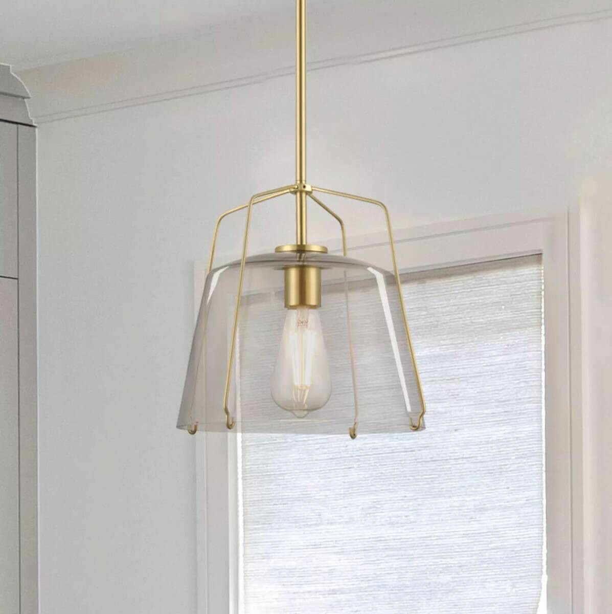 Westinghouse Pendelleuchte Hallein messing Glas Metall B/H/L: ca. 28x26x28 cm E27 1 Brennstellen