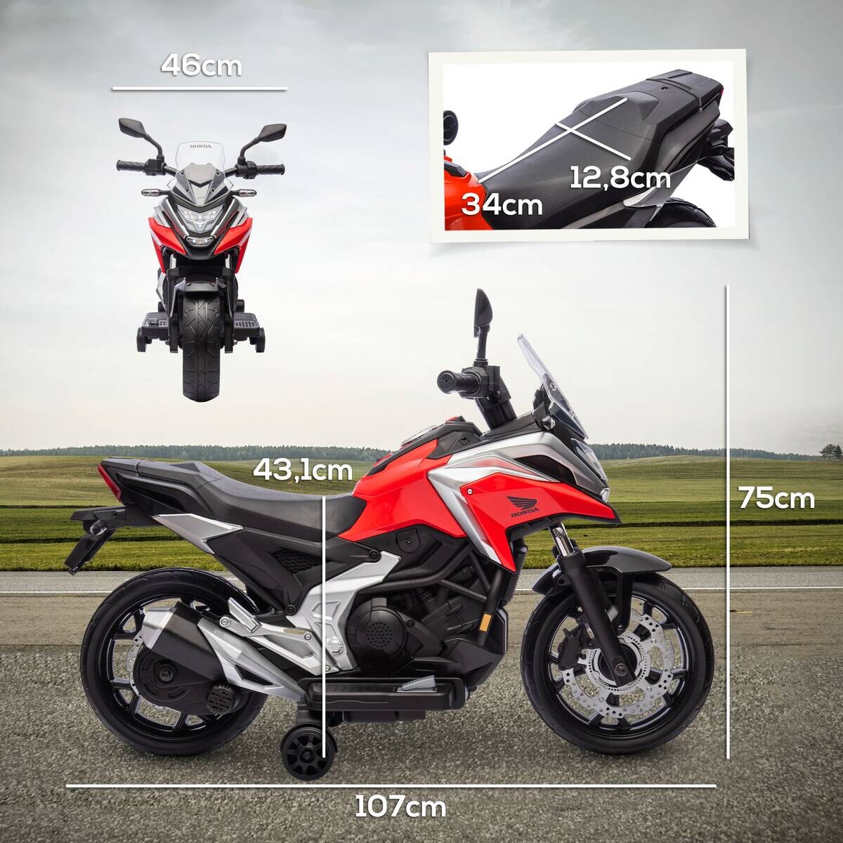 AIYAPLAY Kinder-Elektromotorrad rot B/H/L: ca. 46x75x107 cm