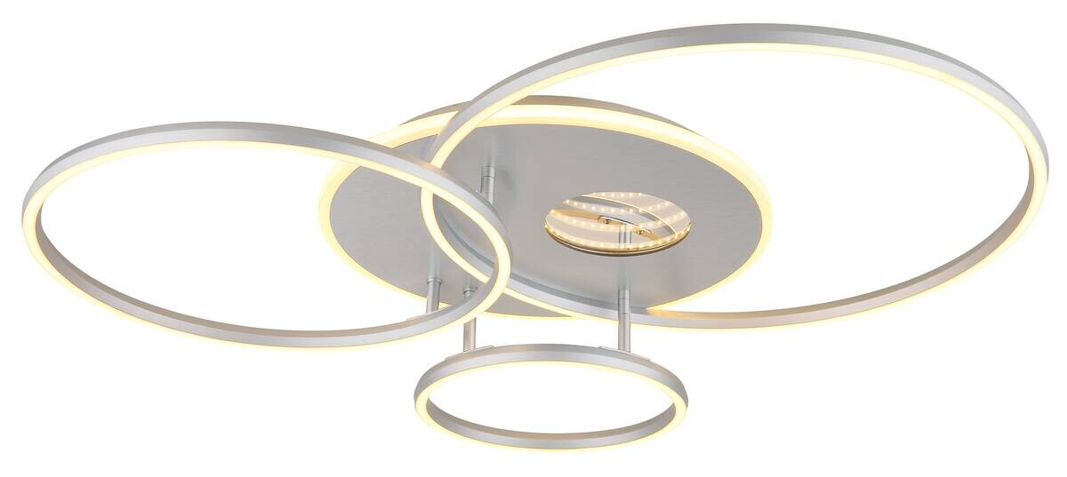 GLOBO Deckenleuchte Invertina Opal silber Acryl Aluminium Kunststoff B/H/L: ca. 70x13x90 cm 1 Brennstellen