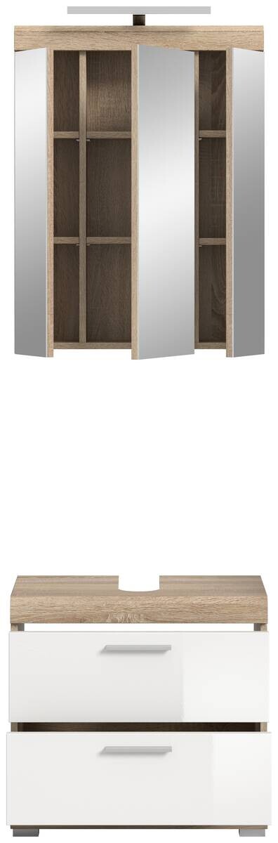 Badezimmer-Set Lambada Eiche Sonoma Nachbildung weiß Hochglanz B/H/T: ca. 60x191x37 cm