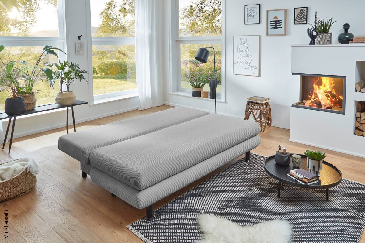 Schlafsofa Bern silber Microfaser B/H/T: ca. 190x93x92 cm