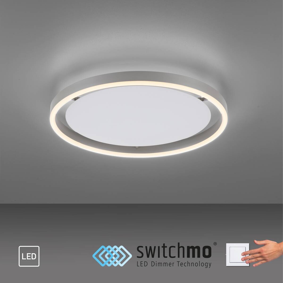 Just Light LED-Deckenleuchte RITUS 15391-95 weiß Alu Metall H/D: ca. 5,3x39,3 cm 1 Brennstellen