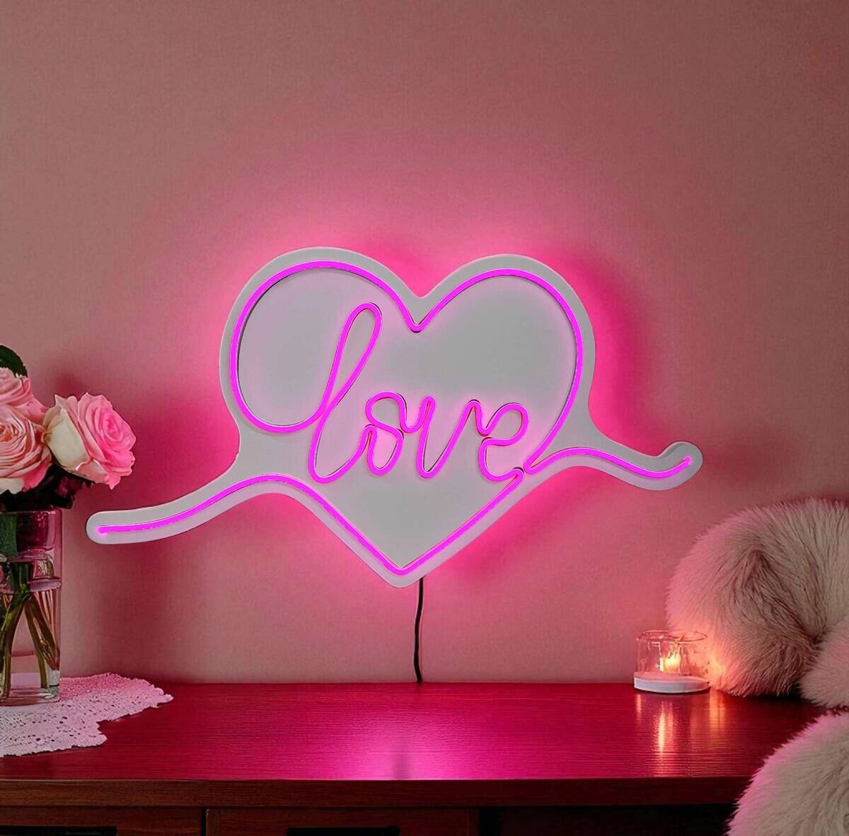 Opviq LED-Wandleuchte rosa PVC B/H/T/L: ca. 55x31x2x55 cm