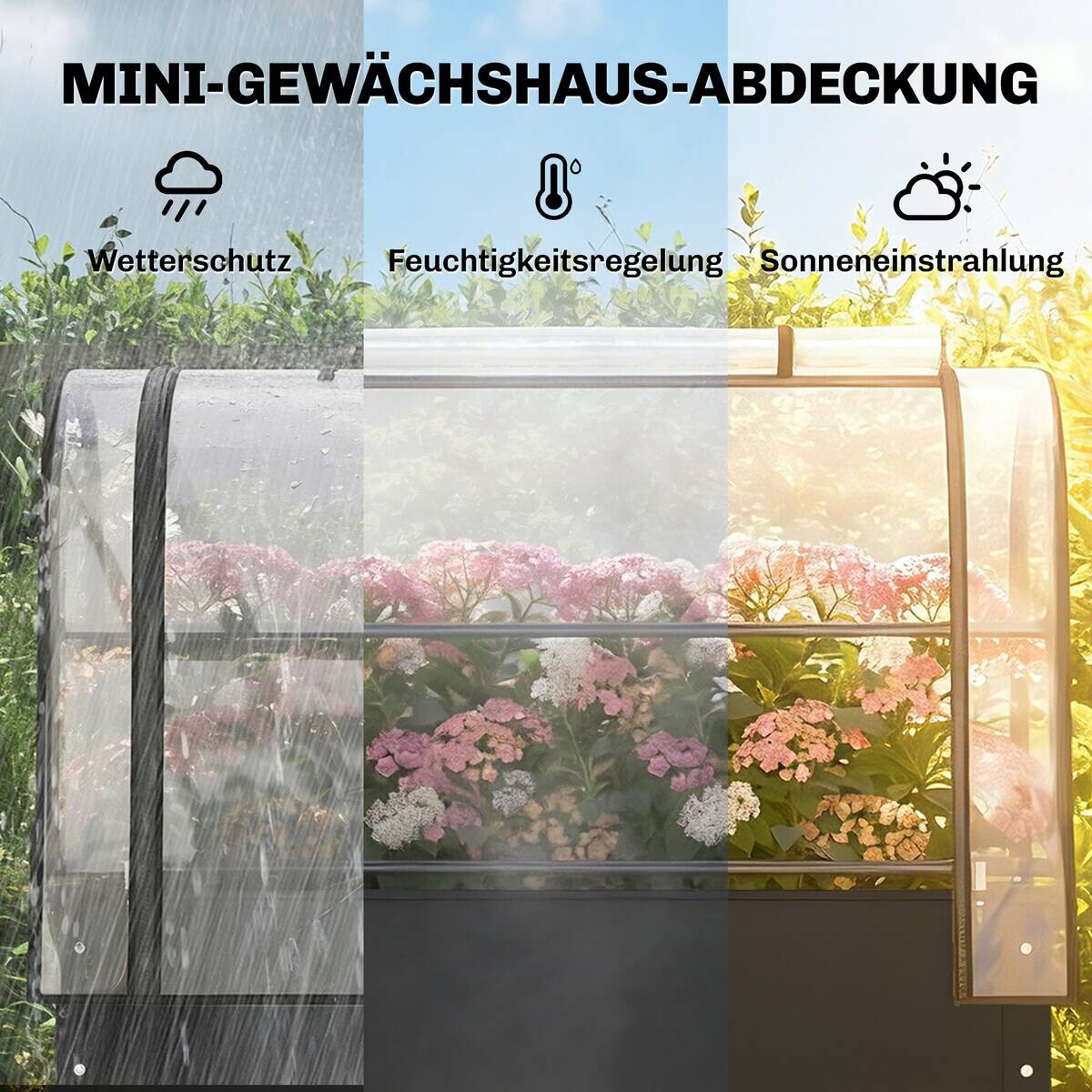 Outsunny Hochbeet mit Gewächshaus schwarz Kunststoff B/H/T/L: ca. 49x136x49x100 cm