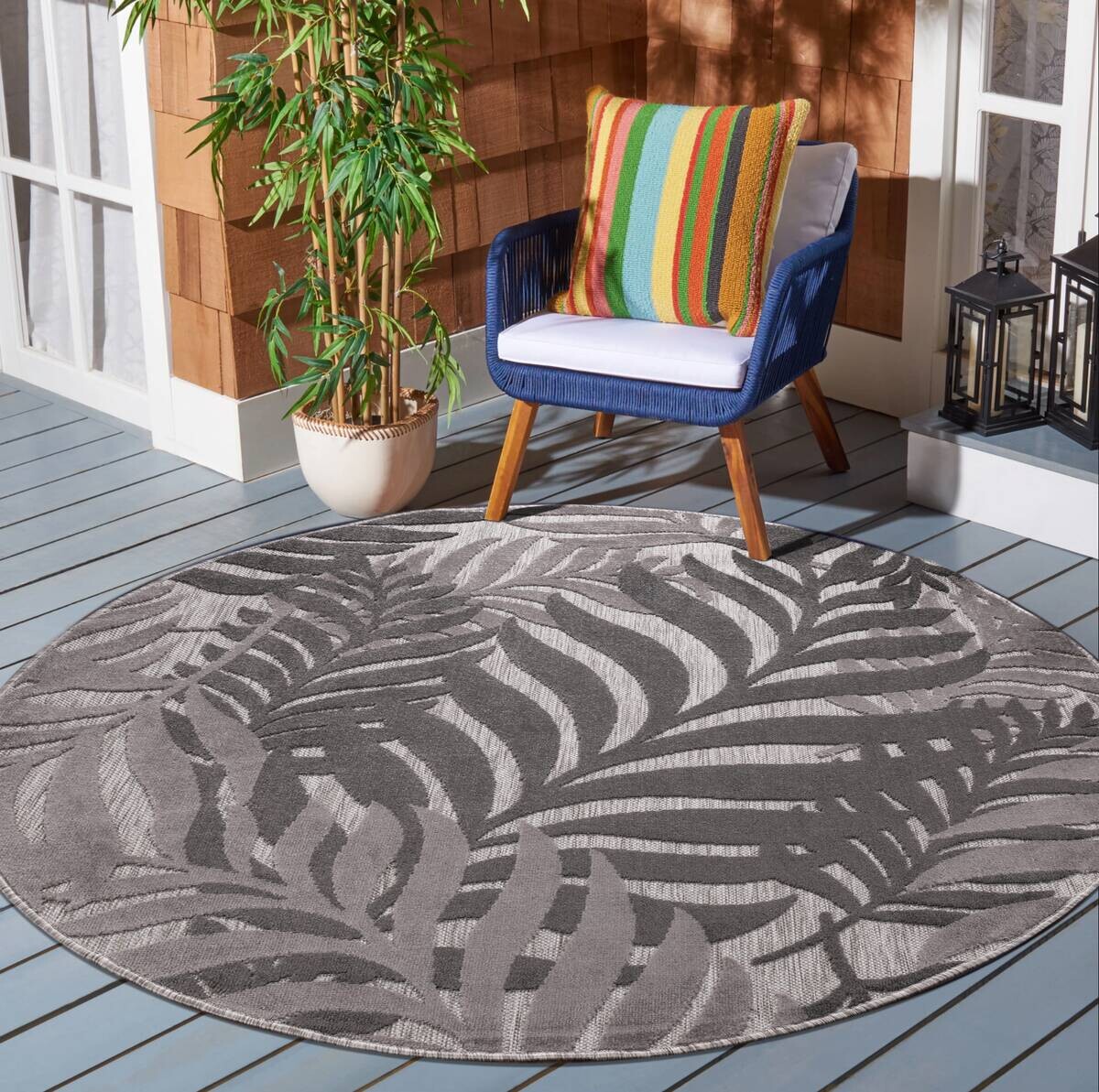 Sanat Outdoorteppich FLORAL grau D: ca. 120 cm