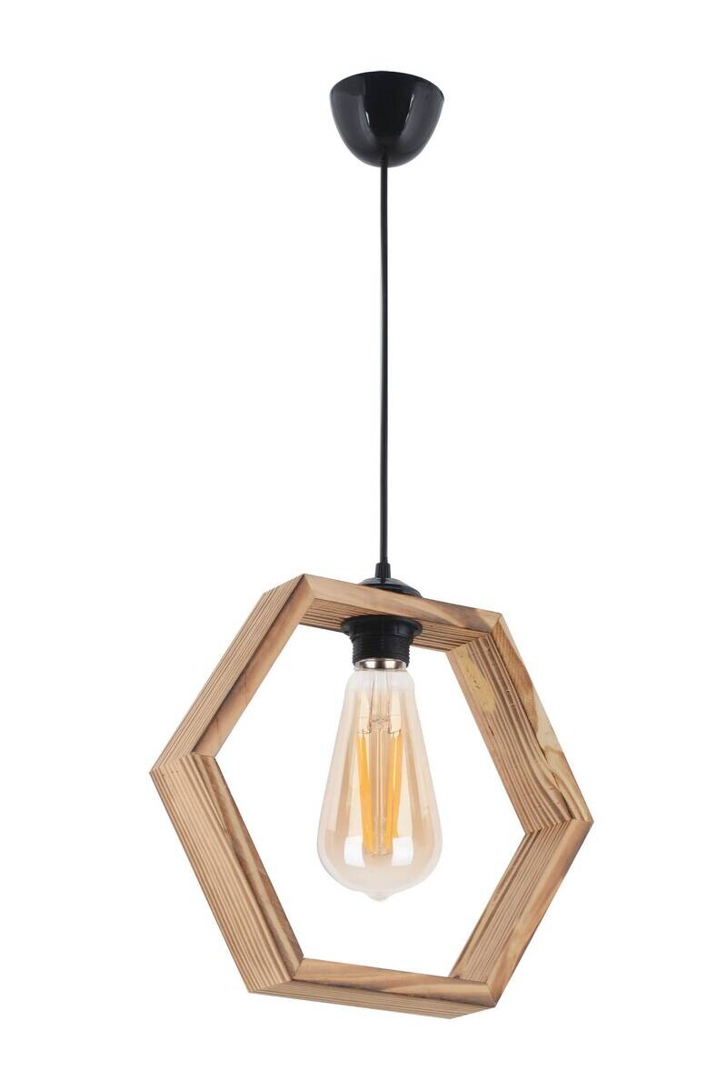 Opviq Pendelleuchte braun Holz B/H/T/L/D: ca. 30x70x30x30x30 cm E27 1 Brennstellen