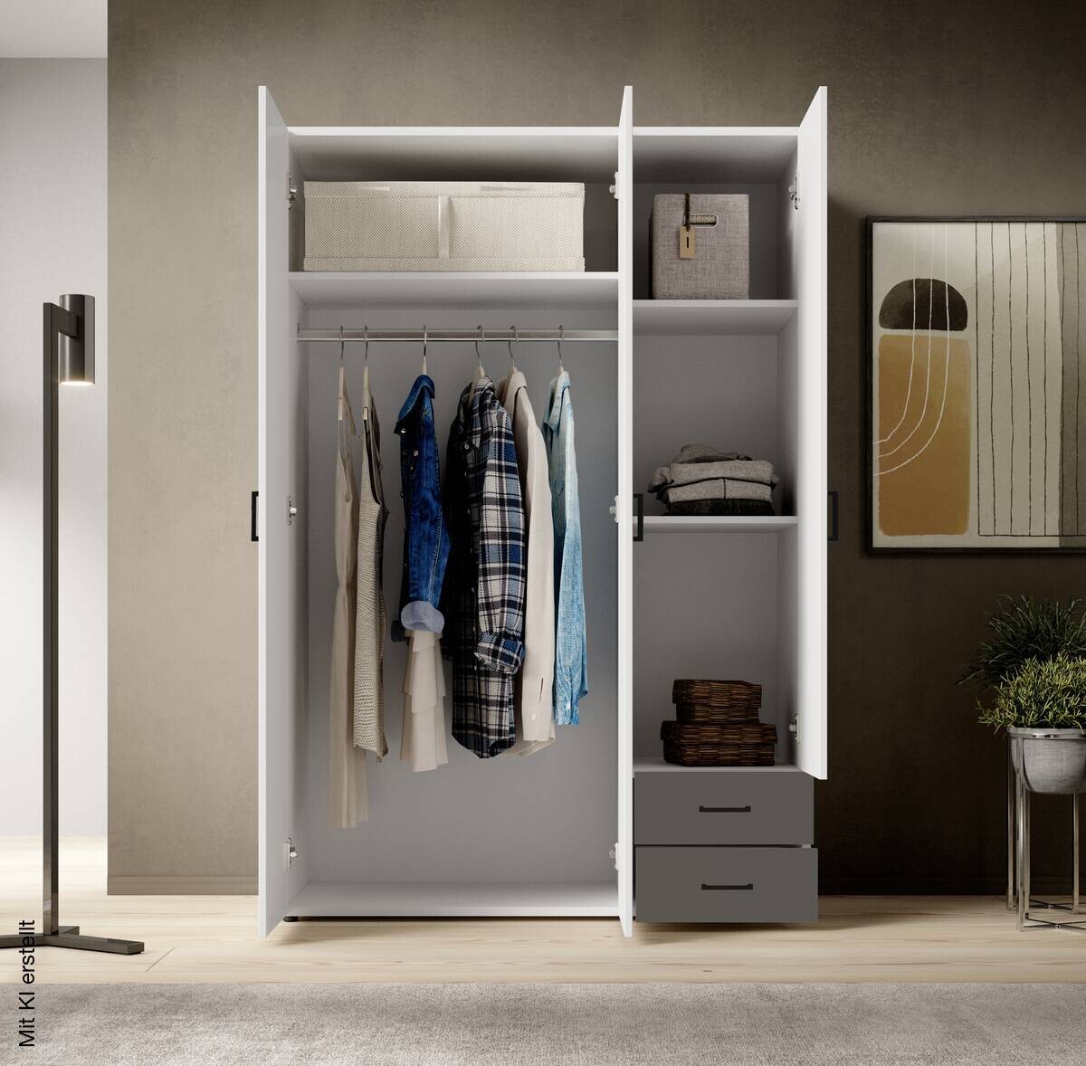 Kleiderschrank Base 3 weiß B/H/T: ca. 121x176x51 cm