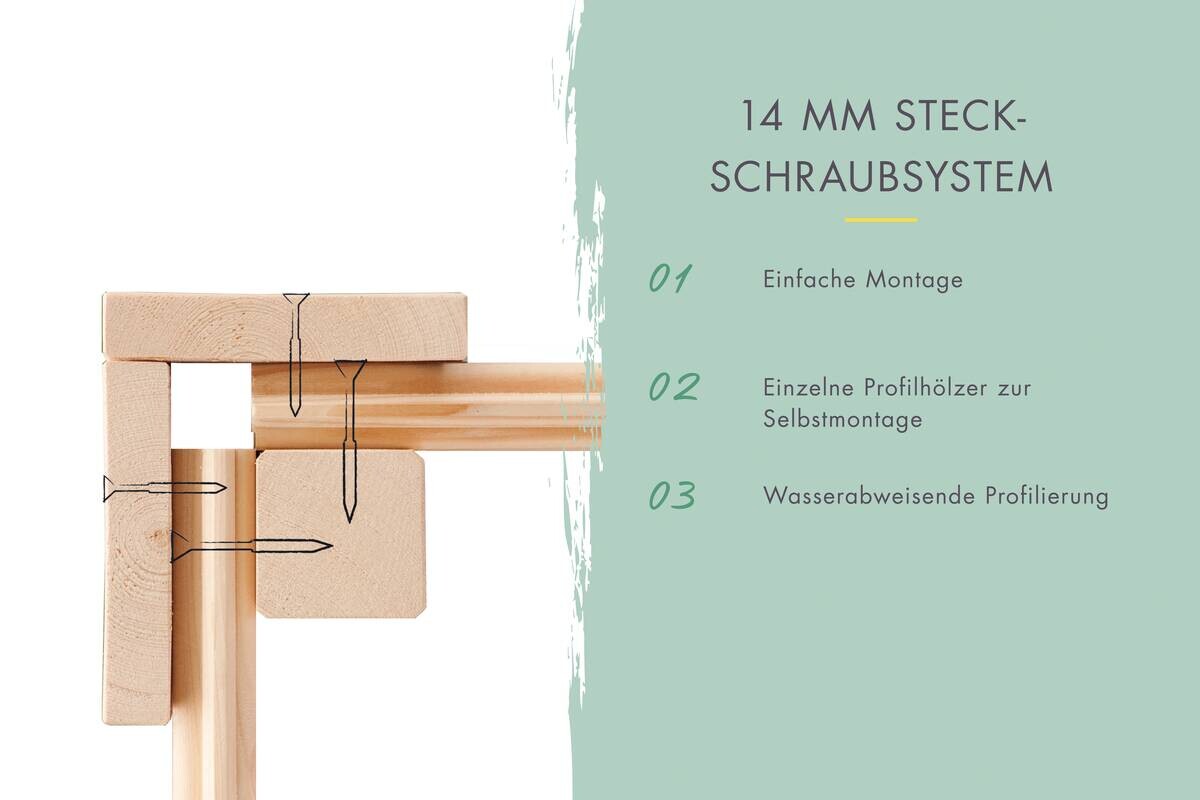 Karibu Gartenhaus Tony 2 grau B/H/L: ca. 214x219x242 cm