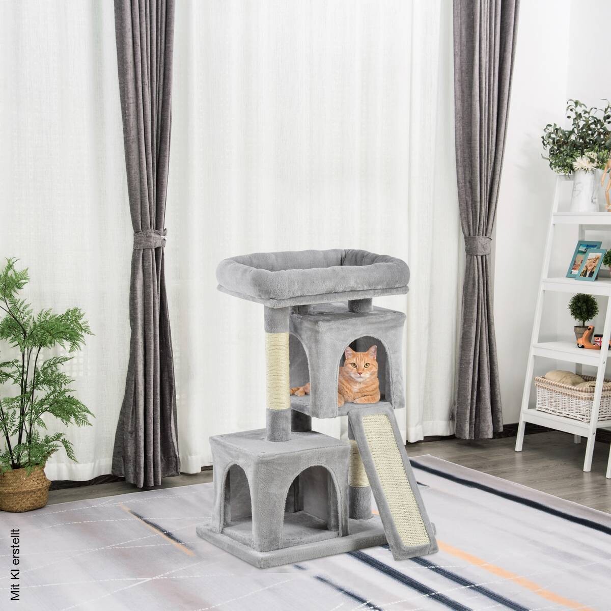 PawHut Kratzbaum hellgrau Spanplatte B/H/L: ca. 39x83x59 cm