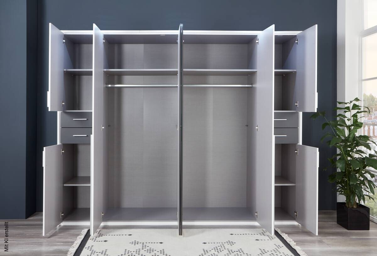 Kleiderschrank Vegas weiß Graphit B/H/T: ca. 270x208x58 cm