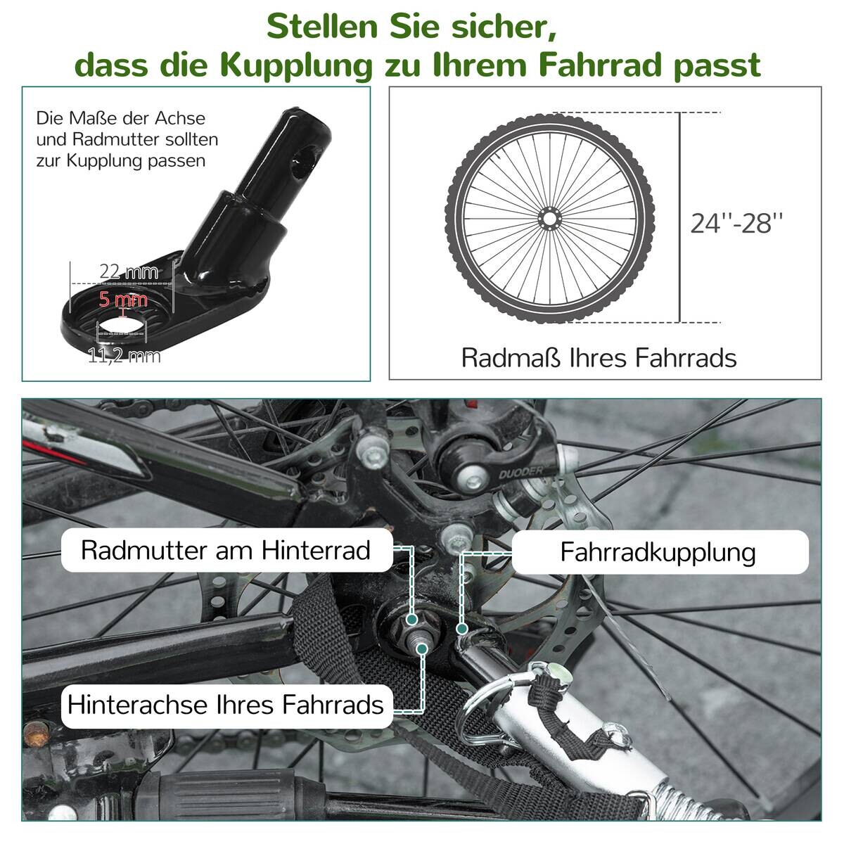 HOMCOM Fahrrad-Zubehör grün grün B/H/L: ca. 75x142x101 cm